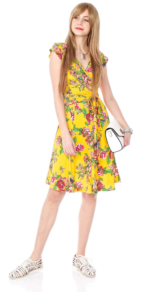 Mrs. Robinson Wrap Dress, sonoma yellow