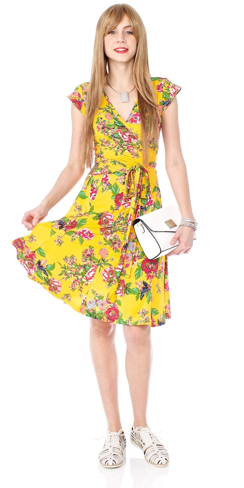 Mrs. Robinson Wrap Dress, sonoma yellow