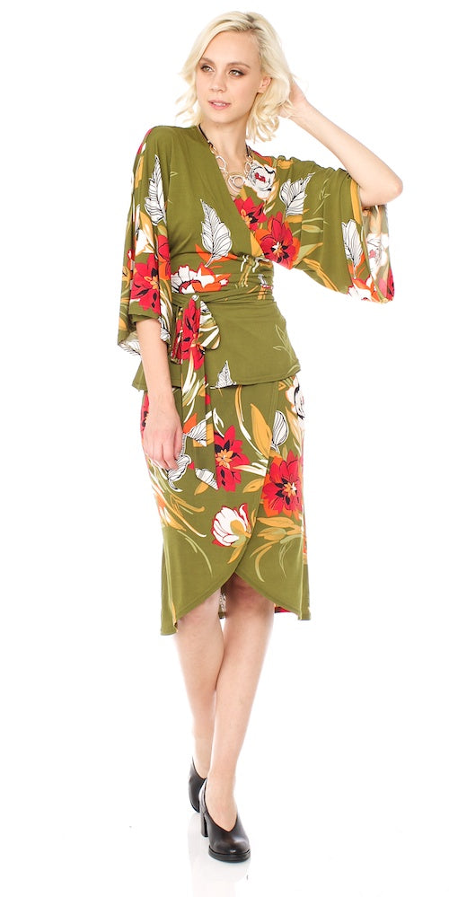 Armada Wrap Skirt, olive grove