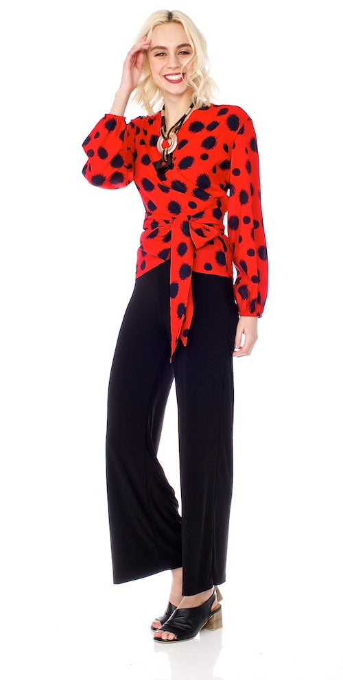 Kusama Wrap Blouse, red/navy