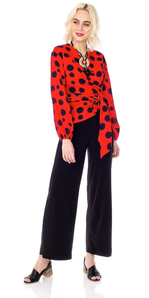 Kusama Wrap Blouse, red/navy