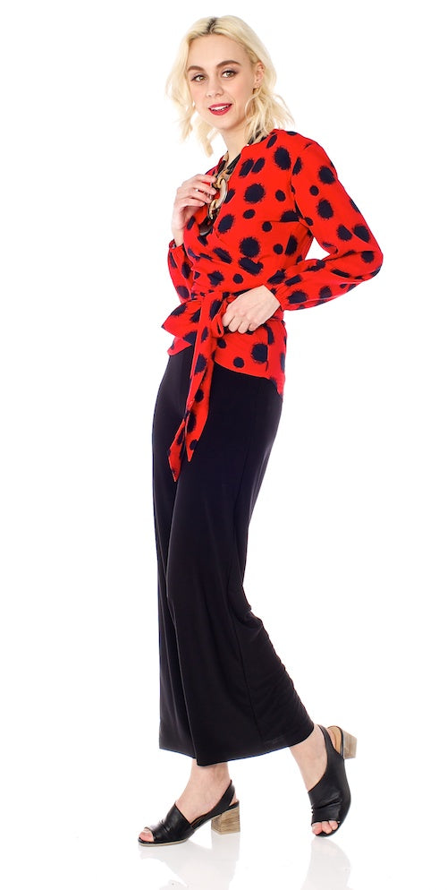 Kusama Wrap Blouse, red/navy