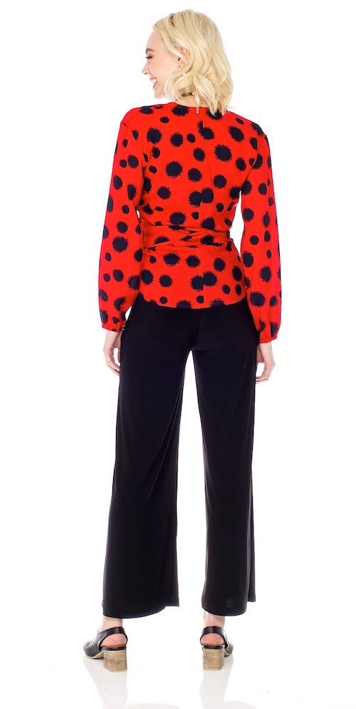 Kusama Wrap Blouse, red/navy