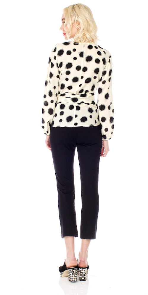 Kusama Wrap Blouse, cream/black