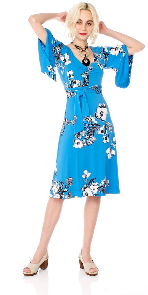 Eiko Kimono Dress, blue