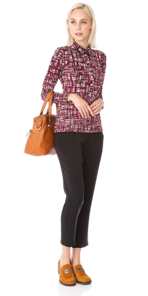Roscoe Polo Top, cranberry mix