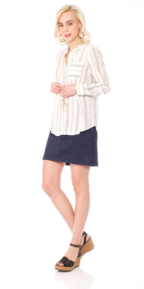 Boulevard Skirt, denim ponte