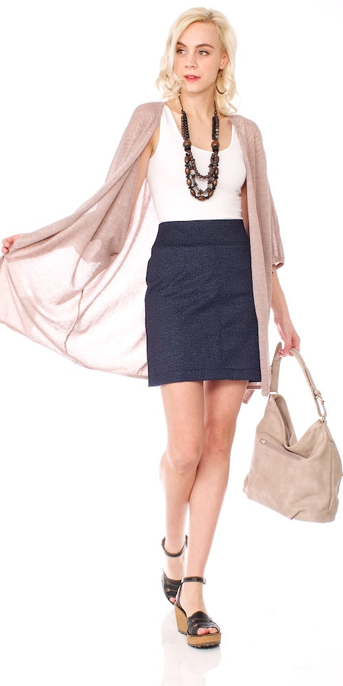 Boulevard Skirt, denim ponte