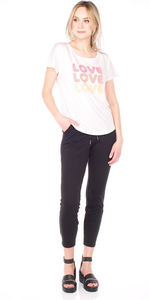 Bergstrom "Triple Love" Dolman Tee, heather white/multi