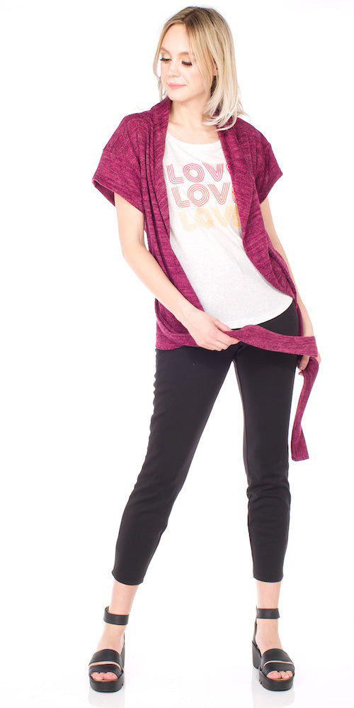 Bergstrom "Triple Love" Dolman Tee, heather white/multi