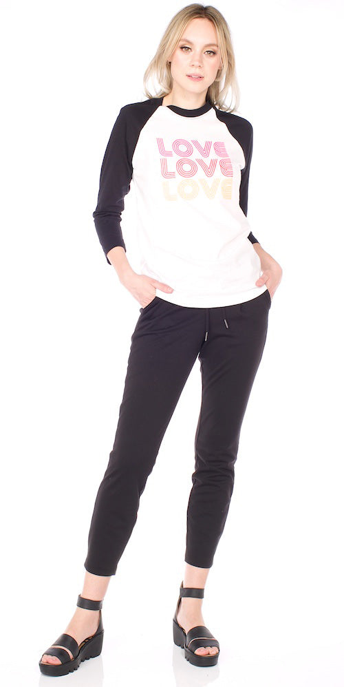 Bergstrom "Triple Love" Baseball Tee, white/black/multi