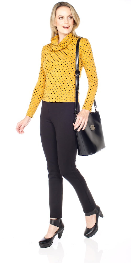 Rocket Crop Turtleneck, mustard dot