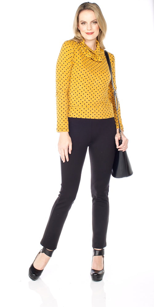 Rocket Crop Turtleneck, mustard dot