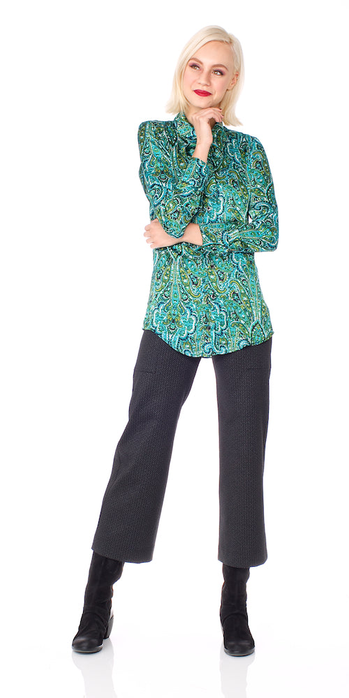 Patrice Blouse, aqua paisley