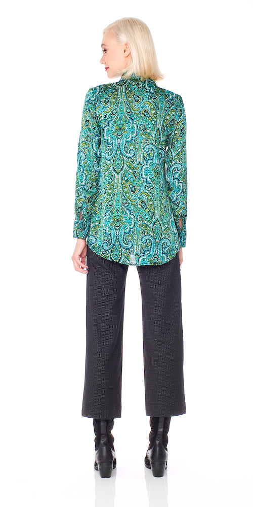 Patrice Blouse, aqua paisley