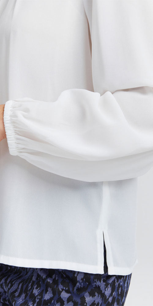 Ichi High Neck Blouse, white