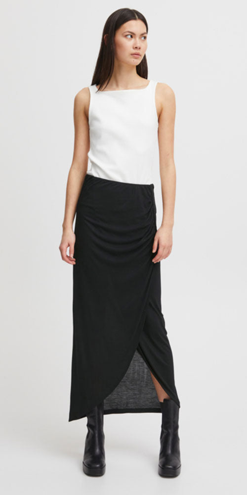 Ichi Ruched Jersey Maxi Skirt