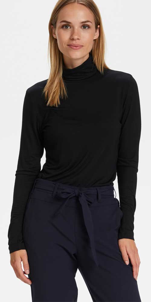 Kaffe Rollneck Top, black