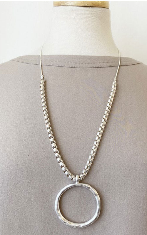 Silver Hoop Pendant Necklace