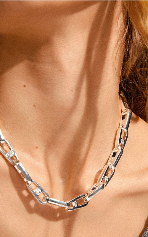 Pilgrim Love Chain Necklace, silver