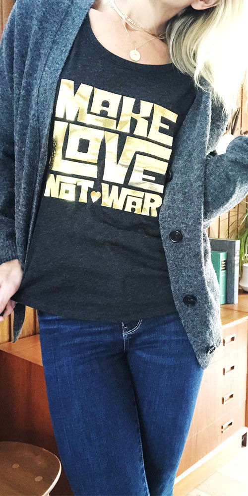Bergstrom "Make Love" Dolman Tee, charcoal/gold