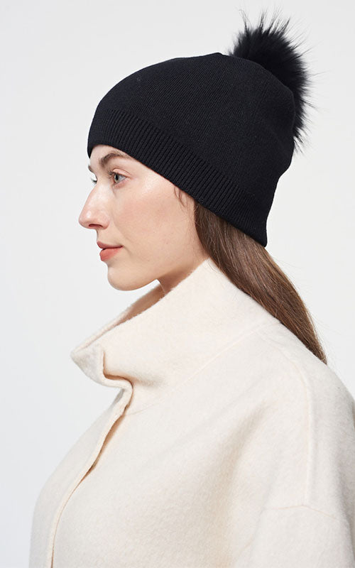 Pom Pom Hat, black/black