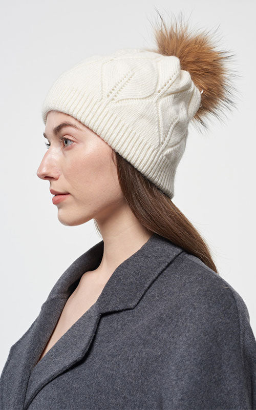 Pom Pom Hat, off-white/natural