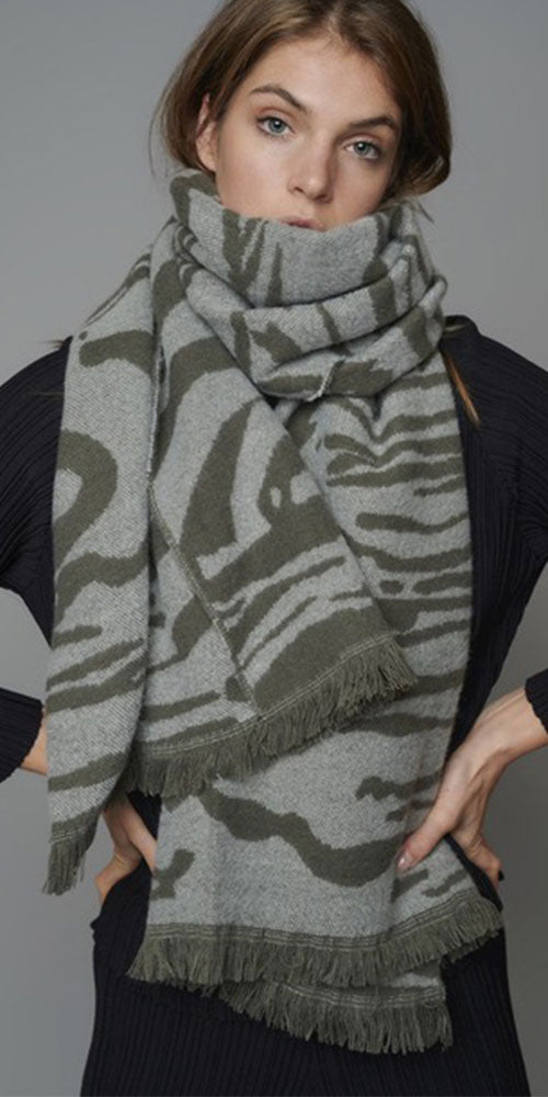 Rino & Pelle Leidi Zebra Scarf, olive