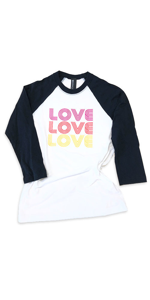 Bergstrom "Triple Love" Baseball Tee, white/black/multi