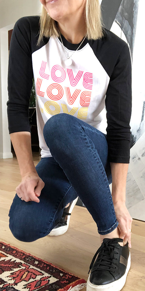 Bergstrom "Triple Love" Baseball Tee, white/black/multi
