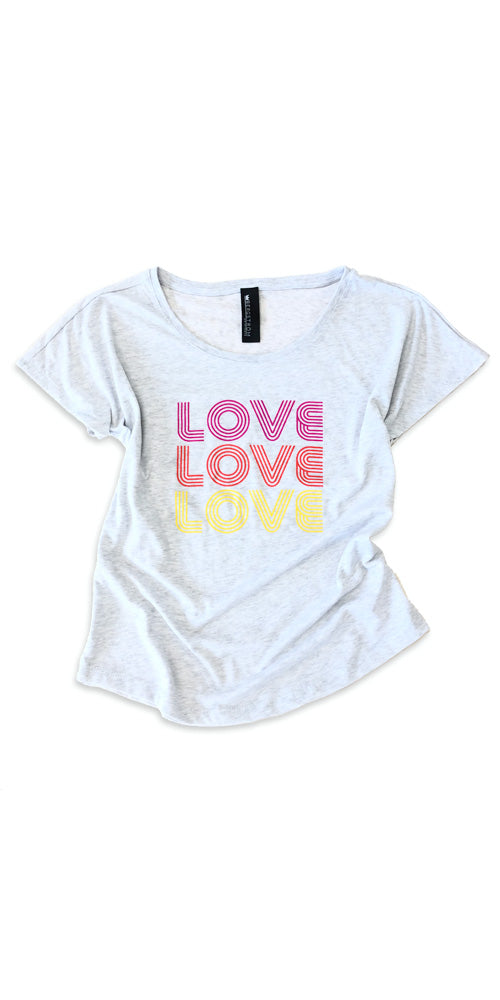Bergstrom "Triple Love" Dolman Tee, heather white/multi