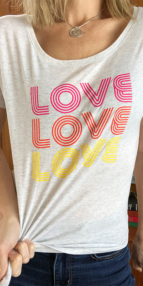 Bergstrom "Triple Love" Dolman Tee, heather white/multi