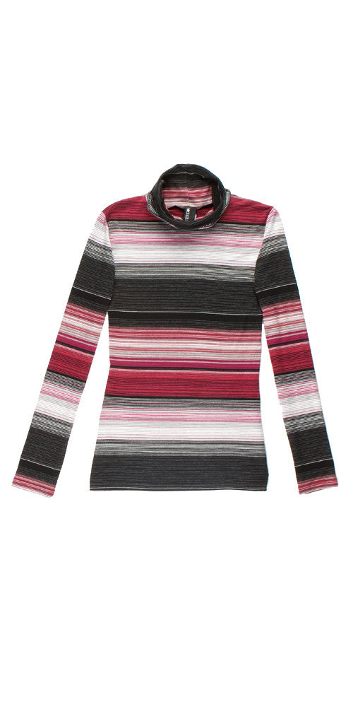 Bond 2 Turtleneck, magenta micro stripe